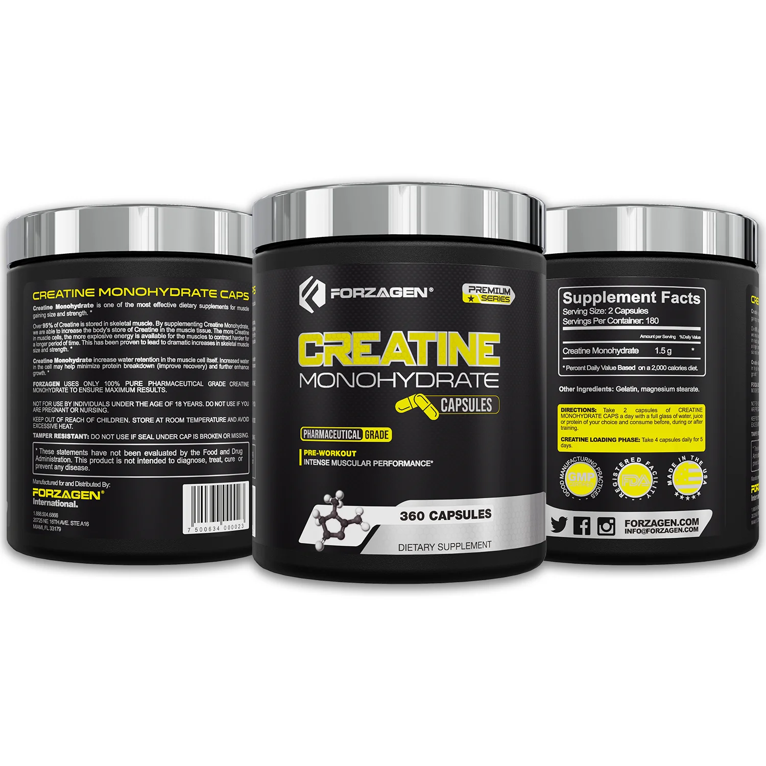 Forzagen Creatine Monohydrate Capsules 360 Capsules, Muscle Gaining Support, Strength Improve - Image 2